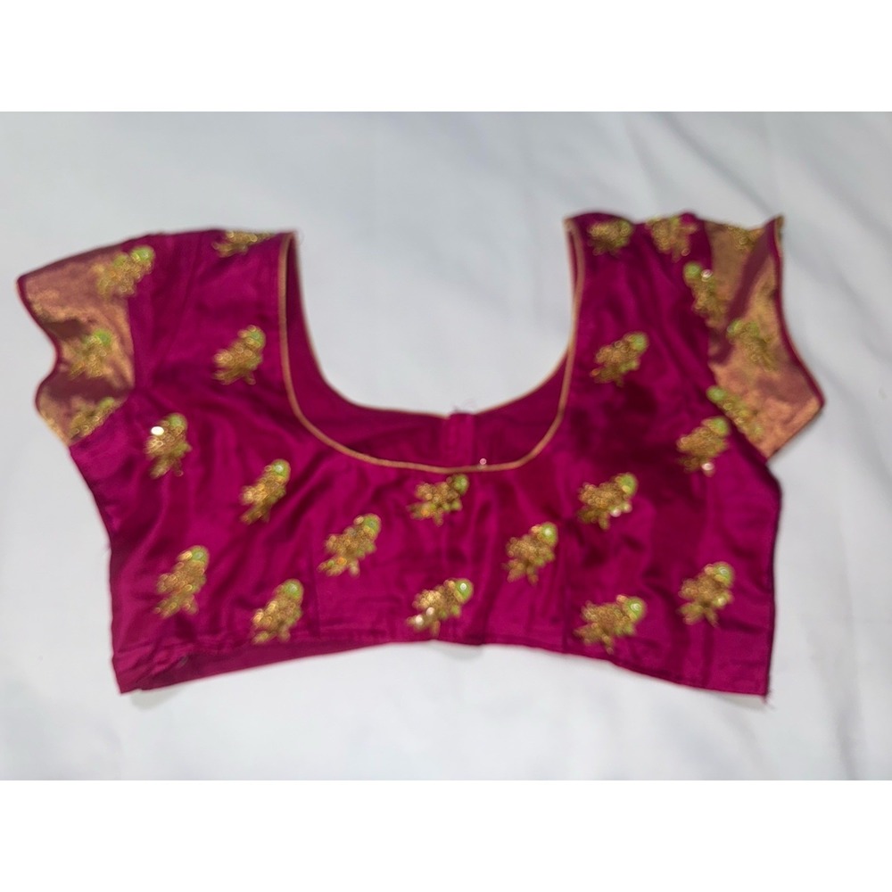 Indian Chanderi Silk Readymade Saree Blouse For Women's Stitched Sari Choli/Top